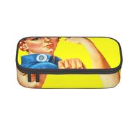 Trousse à crayons avec impression We Can Do It - Grande capacité - Pour fournitures scolaires et de bureau, Noir , Taille unique, Trousse de maquillage
