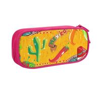 Trousse à crayons avec imprimé cactus et piment - Pour ranger des cosmétiques, des outils artistiques, des fournitures pour étudiants, enseignants, utilisation polyvalente, rose, Taille unique