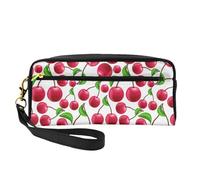 Trousse à crayons avec imprimé cerises rouges pour filles, étudiants, cosmétiques, pour l'école, le bureau, les voyages