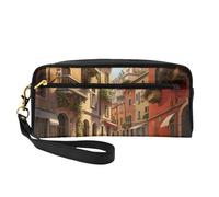 Trousse à crayons avec imprimé de rue italienne pour filles, étudiants, cosmétiques, pour l'école, le bureau, les voyages