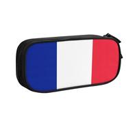 Trousse à crayons avec imprimé drapeau français pour cosmétiques, outils artistiques, fournitures pour étudiants, enseignants, utilisation polyvalente, Noir , Taille unique, Ensemble cartable