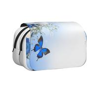 Trousse à crayons avec imprimé fleurs et papillons - Grande capacité - Trousse à crayons avec 2 compartiments - Organiseur de papeterie