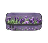 Trousse à crayons avec imprimé floral et papillon - Organiseur de stylos pour filles et garçons, fournitures scolaires, papeterie et utilisation au bureau, Fleurs de couleur lavande violette, Taille