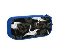 Trousse à crayons avec imprimé grue japonaise et pin, grande capacité, pochette pour papeterie, organiseur de bureau avec fermeture éclair pour fournitures scolaires et de bureau, bleu, Taille unique
