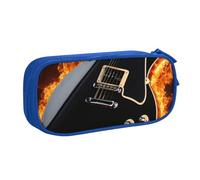 Trousse à crayons avec imprimé guitare électrique pour cosmétiques, outils artistiques, fournitures pour étudiants, enseignants, utilisation polyvalente, bleu, Taille unique, Ensemble cartable