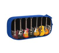 Trousse à crayons avec imprimé guitare électrique pour cosmétiques, outils artistiques, fournitures pour étudiants, enseignants, utilisation polyvalente, bleu, Taille unique, Ensemble cartable