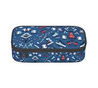 Trousse à crayons avec imprimé hockey sur glace - Organiseur de bureau portable - Pour adultes - Grande trousse de rangement