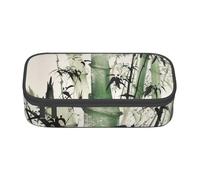 Trousse à crayons avec imprimé peinture chinoise en bambou, grande capacité, trousse à crayons, organiseur de bureau pour fournitures scolaires et de bureau, Noir , Taille unique, Trousse de