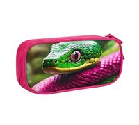 Trousse à crayons avec imprimé serpent vert pour cosmétiques, outils artistiques, fournitures pour étudiants, enseignants, utilisation polyvalente, rose, Taille unique, Ensemble cartable