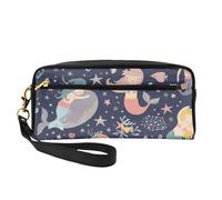 Trousse à crayons avec imprimé sirène dans l'océan pour filles, étudiants, cosmétiques, pour l'école, le bureau, les voyages
