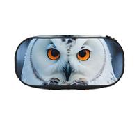 Trousse à crayons avec imprimé yeux de hibou enneigé, fournitures de bureau, accessoire unisexe adapté à toutes les occasions, noir, taille unique, mignon, Noir , Taille unique, Mignon