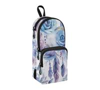 Trousse à crayons avec motif attrape-rêves - Grande capacité - Avec compartiment - En forme de cartable - Pour l'école, le bureau, le travail, Attrape-rêves rose violette, Taille unique, Mallette