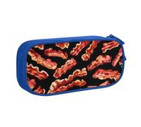 Trousse à crayons avec motif bacon - Pour ranger des cosmétiques, des outils artistiques, des fournitures pour étudiants, enseignants - Utilisation polyvalente, bleu, Taille unique, Ensemble cartable