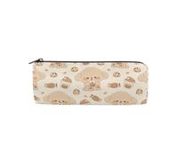 Trousse à crayons avec motif chien mignon et bob de lait, trousse à crayons en toile avec fermeture éclair, boîte de rangement, trousse de rangement pour cosmétiques, papeterie, étudiant, école