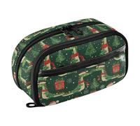 Trousse à crayons avec motif de dinosaures portant des chapeaux rouges, étanche à fermeture éclair, organiseur avec séparateur en polyéthylène, grande capacité de rangement pour papeterie pour l'école