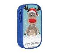 Trousse à crayons avec motif d'élan de dessin animé Merry Christmas | Boîte à crayons de grande capacité en tissu Oxford pour l'école, le bureau, les voyages, les enfants, noir