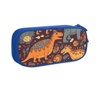 Trousse à crayons avec motif dinosaure, fermeture éclair lisse, grande trousse à crayons portable, trousse de rangement pour fournitures scolaires, trousse de maquillage, bleu, Taille unique, Trousse