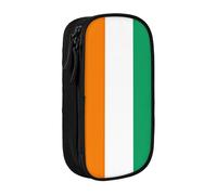 Trousse à crayons avec motif drapeau de la Côte d'Ivoire - Pratique - Multi-compartiments - Pour bureau, voyage, école, art quotidien, Noir , Taille unique, Poche de rangement