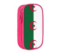 Trousse à crayons avec motif drapeau de l'Algérie - Pratique - Multi-compartiments - Pour bureau, voyage, école, art quotidien, rose, Taille unique, Poche de rangement