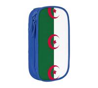 Trousse à crayons avec motif drapeau de l'Algérie - Pratique - Multi-compartiments - Pour bureau, voyage, école, art quotidien, bleu, Taille unique, Poche de rangement