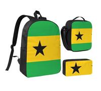Trousse à crayons avec motif drapeau de Sao Tomé et Principe - 43,2 cm - Imprimé mignon - Tissu Oxford durable.