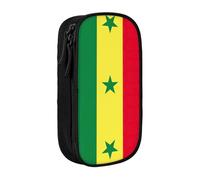 Trousse à crayons avec motif drapeau du Sénégal - Pratique - Multi-compartiments - Pour bureau, voyage, école, art quotidien, Noir , Taille unique, Poche de rangement