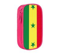 Trousse à crayons avec motif drapeau du Sénégal - Pratique - Multi-compartiments - Pour bureau, voyage, école, art quotidien, rose, Taille unique, Poche de rangement