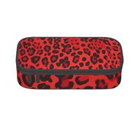 Trousse à crayons avec motif léopard rouge pour filles et garçons, grande capacité pour étudiants, artistes, école, bureau, collège, Noir , Taille unique, Cartable