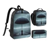 Trousse à crayons avec motif parapluie noir sous la pluie 43,2 cm, joli imprimé, tissu Oxford durable.