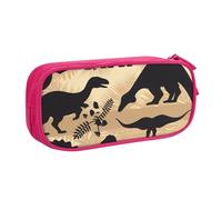 Trousse à crayons avec motif silhouette de dinosaure, fermeture éclair lisse, grande trousse à crayons portable, trousse de rangement pour fournitures scolaires, trousse de maquillage, rose, Taille