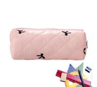 Trousse à Crayons avec nœud Papillon de capacité - Organiseur de cosmétiques de Bureau avec Fermeture éclair pour l'école Primaire et secondaire, Rose, Refer to Description, Unisexe