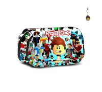 Trousse à crayons avec porte-clés - Double fermeture éclair de 24,9 cm - Grande capacité - Pour les fans de dessins animés - Pour garçons et filles., b, 16in, Trousse à crayons Anime