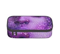 Trousse à crayons avec visage de femme avec paillettes imprimées pour filles et garçons, grande capacité pour étudiants, artistes, école, bureau, collège, Noir , Taille unique, Cartable