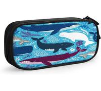 Trousse À Crayons Baleines Mammifères Marins Mer, Grande Capacité Grande Pochette Porte-Stylo Fournitures Scolaires Papeterie Organisateur De Rangement Cadeau Pour Collège Lycée Bureau Étudiant Fille 