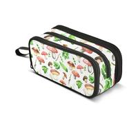 Trousse à crayons blanche à motif champignons aquarelle avec fermeture éclair pour filles et salle de classe - Trousse à crayons pour enfants - Fournitures de rentrée scolaire - 22,5 x 9 x 11 cm
