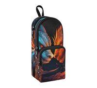 Trousse à crayons bleu et rouge avec 4 dragons de feu, grande capacité avec compartiment pour étudiants, cartable, papeterie, trousse à crayons, marqueur pour l'école, le bureau, le travail, Dragons