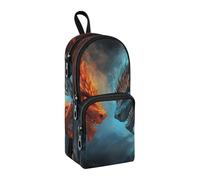 Trousse à crayons bleu et rouge avec 5 dragons de feu, grande capacité avec compartiment pour étudiants, cartable, papeterie, trousse à crayons, marqueur pour l'école, le bureau, le travail, Dragons