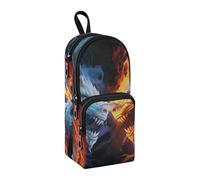 Trousse à crayons bleu et rouge avec compartiment pour étudiants, cartable, papeterie, marqueur, école, bureau, travail, Dragons de feu bleu rouge 1, Taille unique, Mallette