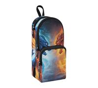 Trousse à crayons bleu et rouge Fire Dragons2 de grande capacité avec compartiment pour étudiants, cartable, papeterie, trousse à crayons pour l'école, le bureau, le travail, Dragons de feu bleus et