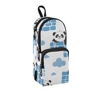 Trousse à crayons bleue de grande capacité avec compartiment pour étudiants, cartable, papeterie, marqueur, pour l'école, le bureau, le travail, Panda Climb the Wall Bleu, Taille unique, Mallette