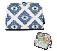 Trousse à crayons bleue de style bohème de grande capacité multi-usages pour étudiant, écolier, bolsa para herramientas