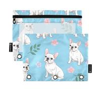 Trousse à crayons bleue transparente pour filles Motif chien mignon | Le grand espace engloutit un ensemble de marqueurs complet, l'avant transparent trouve rapidement la bonne couleur