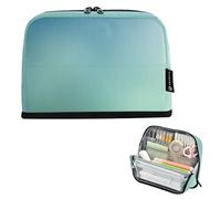 Trousse à crayons bleue turquoise dégradé flou grande trousse à crayons avec fermeture éclair pour filles et salle de classe, trousse à stylos pour enseignants, enfants, rentrée scolaire