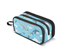 Trousse à crayons bleue Yacht Whale, grande capacité pour garçons et filles, trousse à crayons à 3 compartiments pour étudiants, papeterie, marqueur pour l'école, le bureau, le travail, Yacht Whale