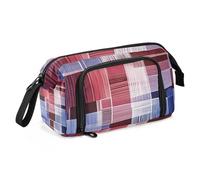 Trousse à crayons bohème à rayures irrégulières rouges et bleues de grande capacité pour enseignant, université, cartucheras para el colegio