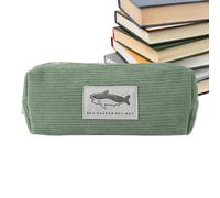 Trousse à crayons brodée - Haute capacité en velours côtelé motif requin - Sac de papeterie mignon et doux en forme d'animal - Organiseur de stylos portable, solution de rangement en tissu durable |