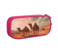 Trousse à crayons Camels Rest Desert - Fermeture éclair lisse - Grande trousse portable pour fournitures scolaires et maquillage, rose, Taille unique, Trousse de beauté