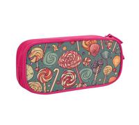 Trousse à crayons Candy and Lollipops - Fermeture éclair lisse - Grande trousse à crayons portable - Trousse de rangement pour fournitures scolaires et maquillage, rose, Taille unique, Trousse de
