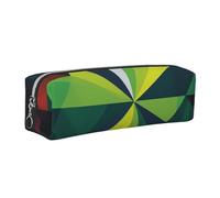 Trousse à crayons carrée avec drapeau abstrait géométrique imprimé national mignon en cuir doré fermeture éclair pour l'école, le bureau et les voyages, Argenté., Taille unique, Cartable