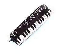 Trousse à crayons carrée en tissu Oxford pour filles et garçons, notes de musique, piano, blanc, M, Couverts à steak